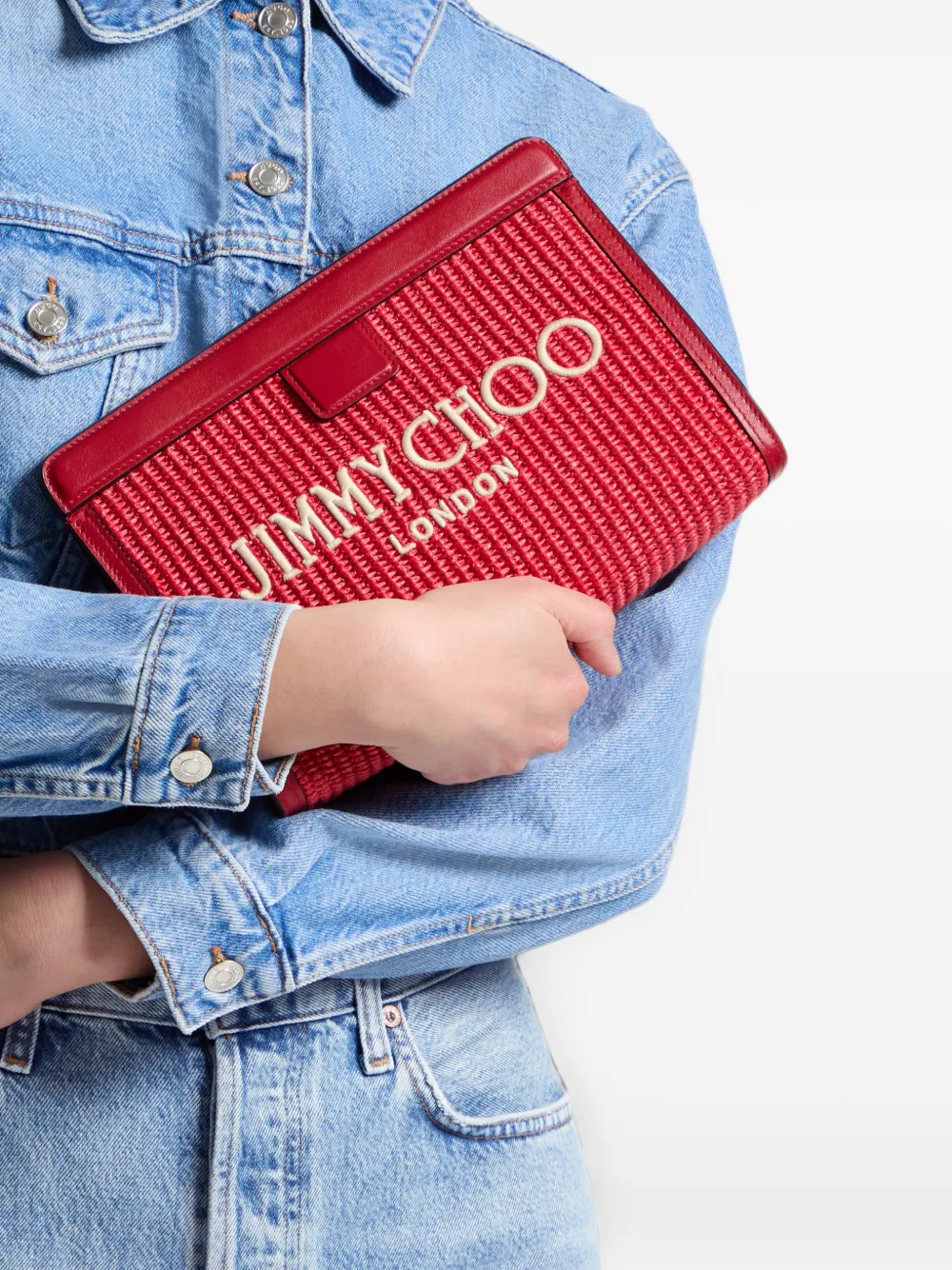 Jimmy Choo Avenue London raffia clutch Rood