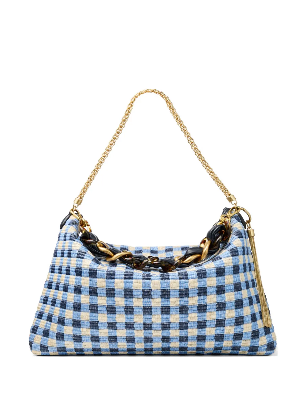 Jimmy Choo check chain shoulder bag - Blu
