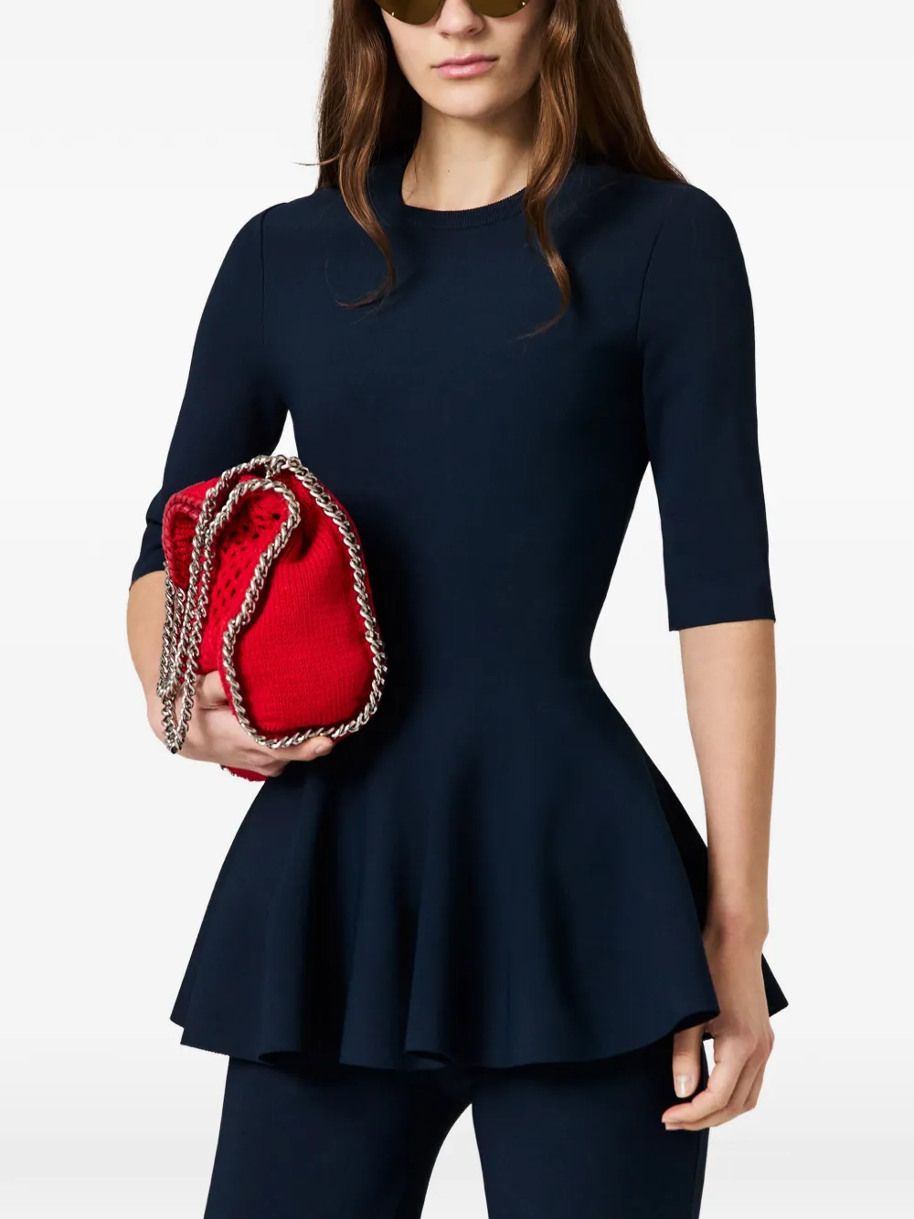 Stella McCartney Compact gebreide peplum top Blauw