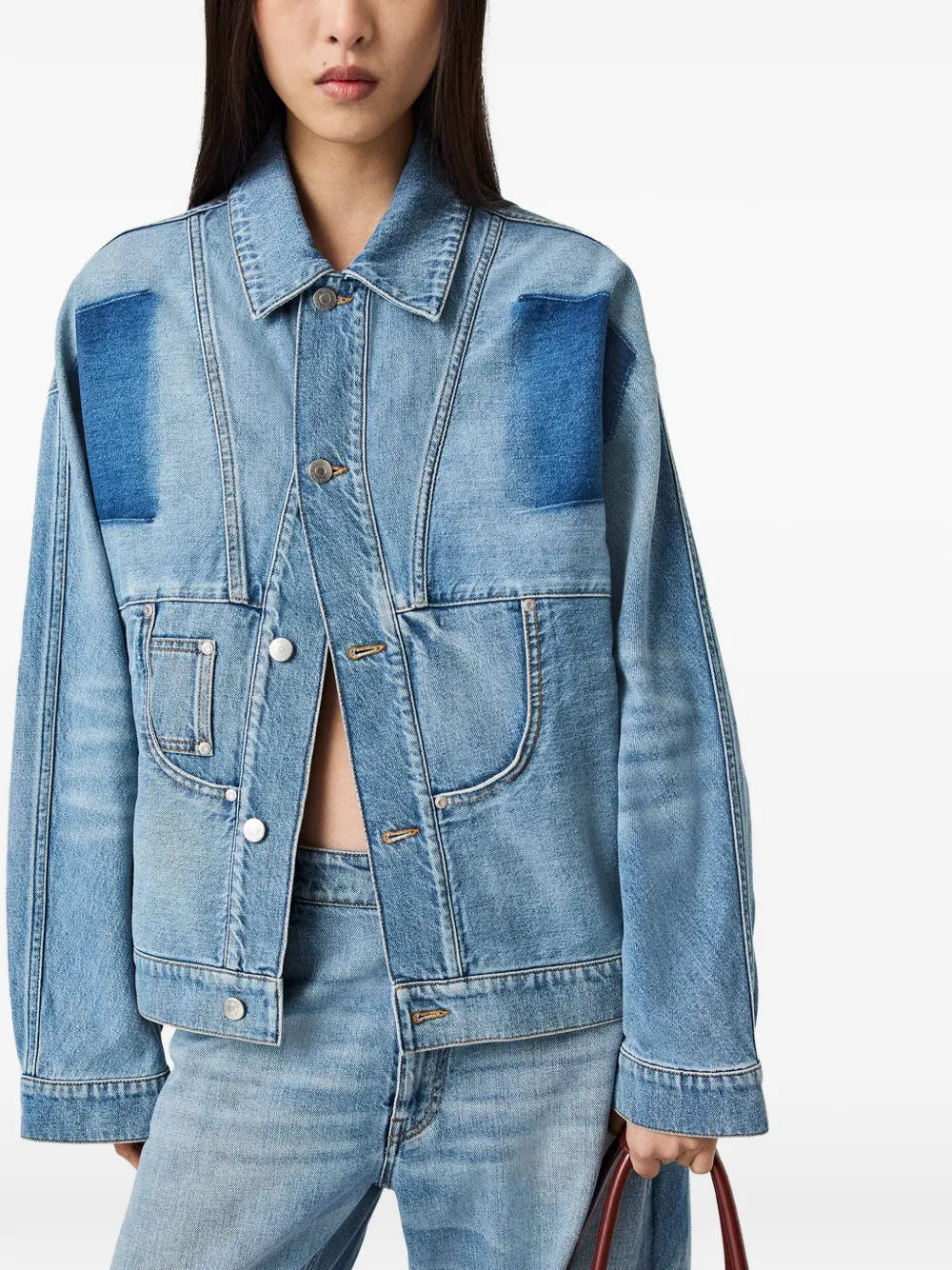  Stella Mccartney Panelled Cotton Jacket - Blue 