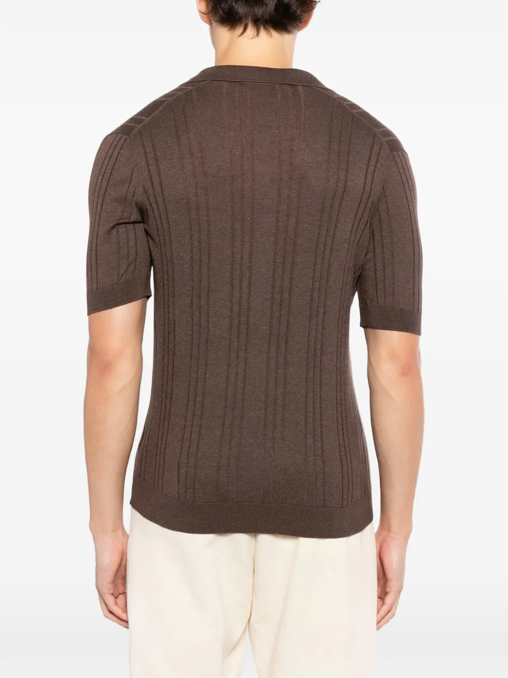 Tagliatore T-shirt met omkeerbare kraag en korte mouwen Bruin