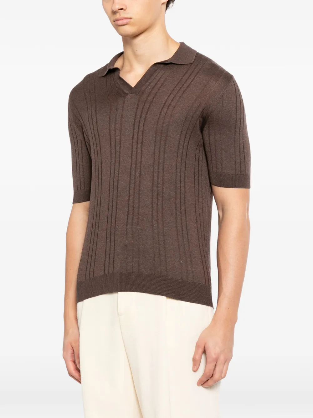 Tagliatore T-shirt met omkeerbare kraag en korte mouwen Bruin