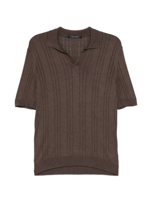 Tagliatore Revere Collar Short-sleeve T-shirt in Brown