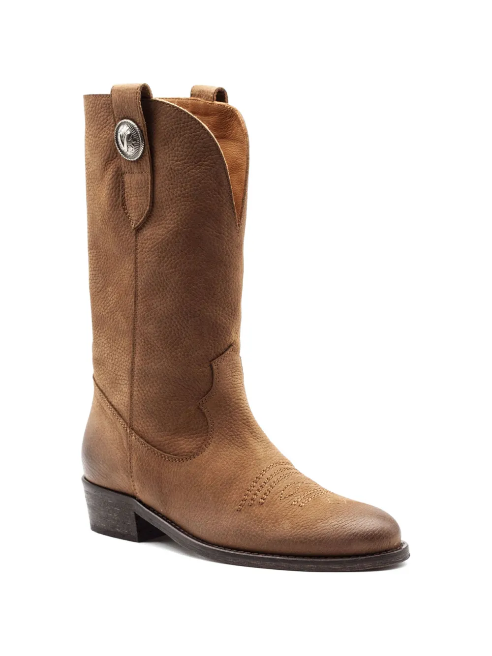 Via Roma 15 Laarzen met Western-design en logo-applicatie Bruin