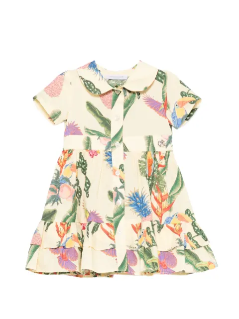 Roberto Cavalli Junior ruffled tropical-print casual dress