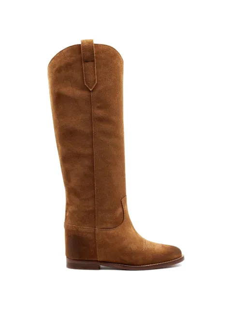 Via Roma 15 stitching knee-high boots
