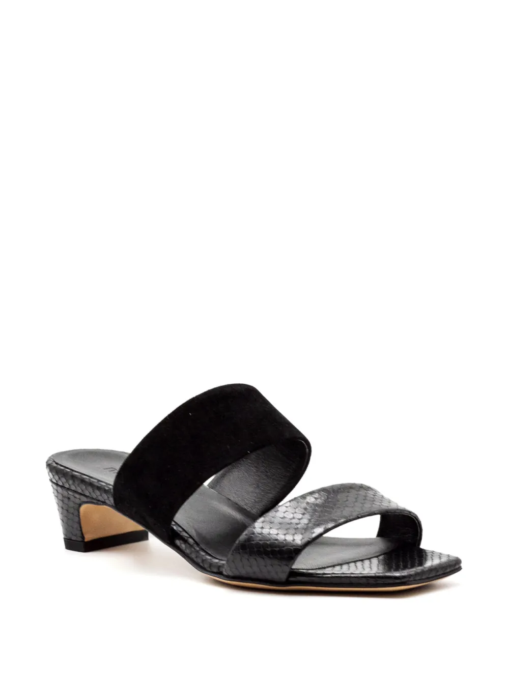 mara bini Sandalen met slangen-effect en bandjes Zwart