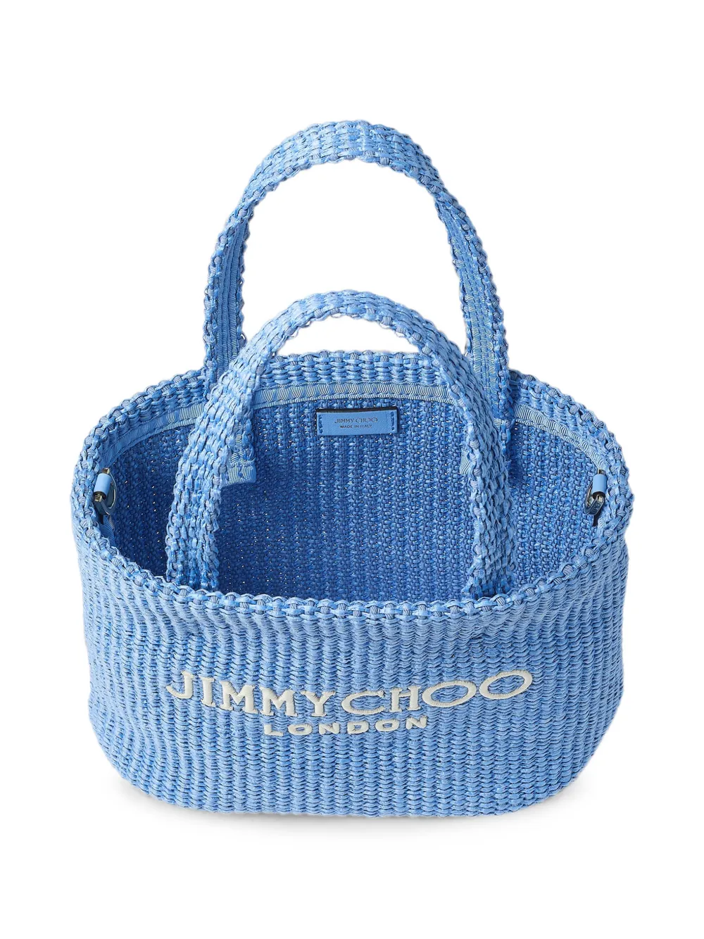 Jimmy Choo Beach East-West geweven mini-tas Blauw
