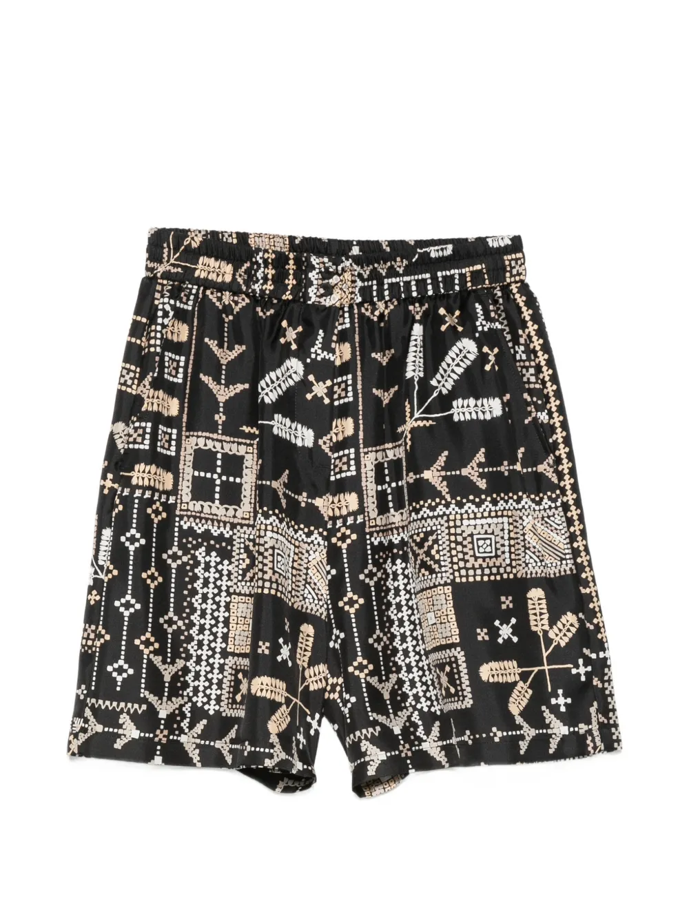 MOMONÌ Tumble printed elasticated-waist shorts - Black