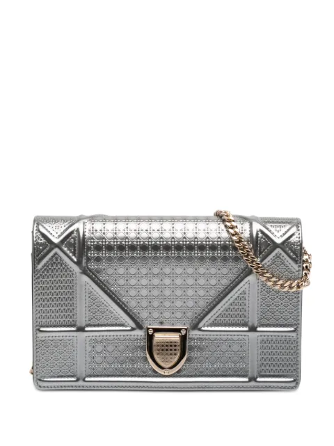 Christian Dior Pre-Owned 2018 Metallic Patent Microcannage Diorama Wallet on Chain crossbody bag