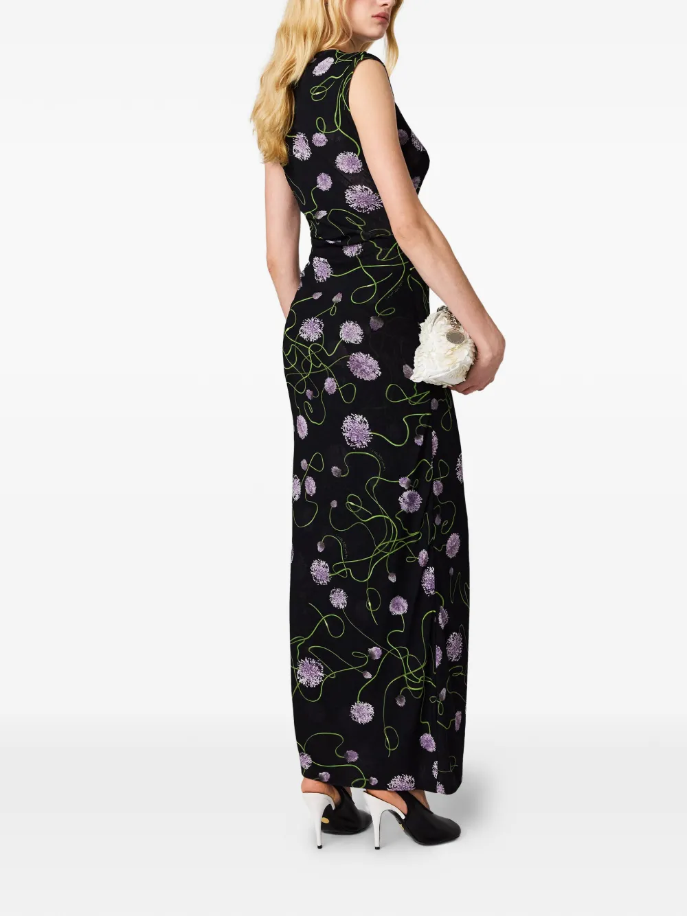 Stella McCartney Mesh jurk met gedraaide bloemen Zwart