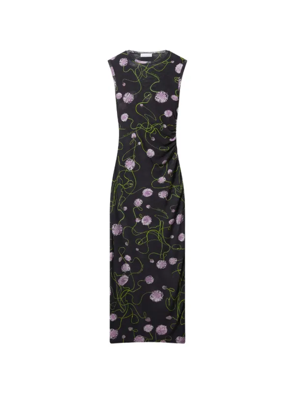 Stella McCartney Mesh Twisted Floral Dress in Black