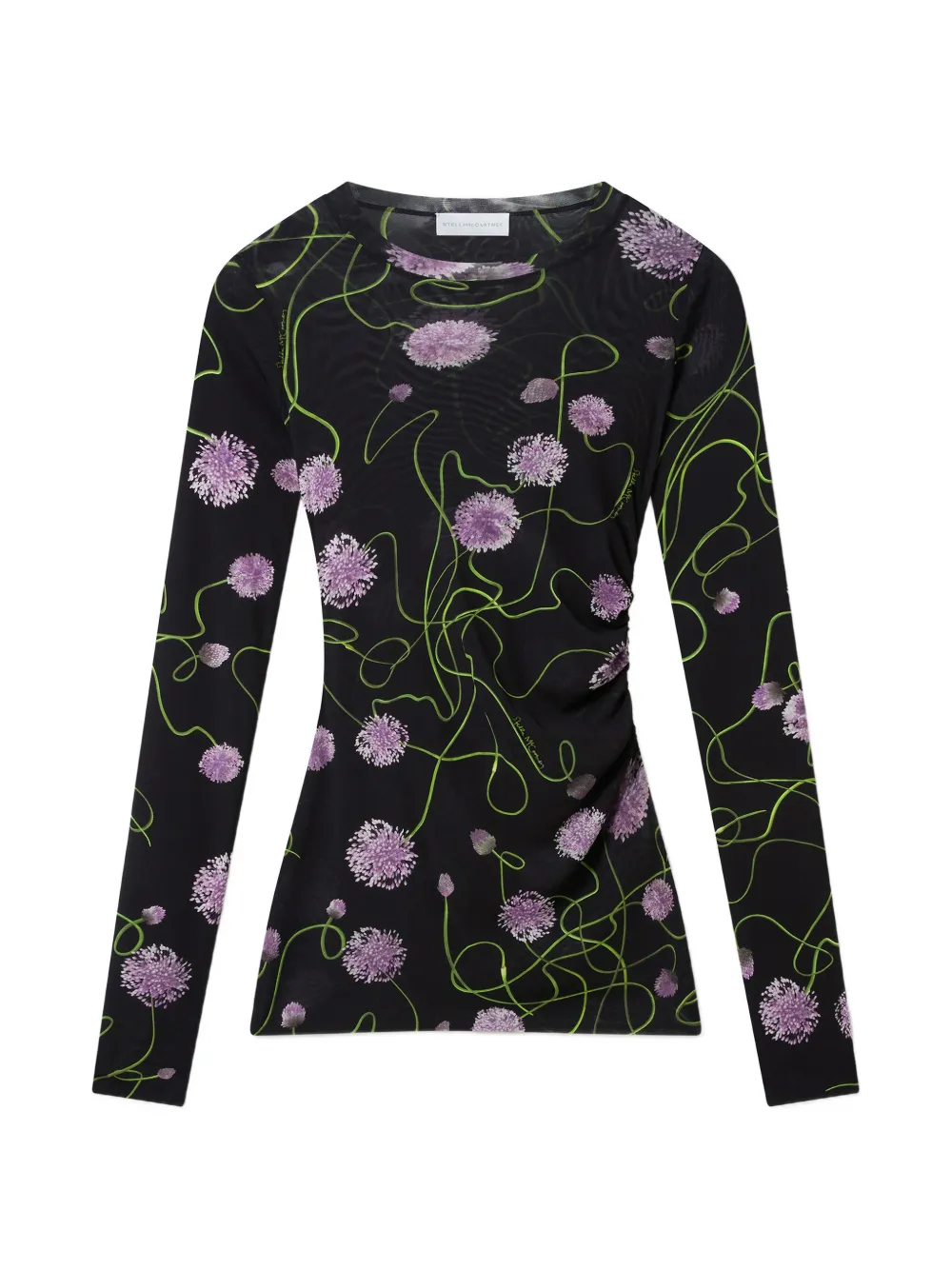 Stella McCartney T-shirt a fiori con maniche lunghe - Nero