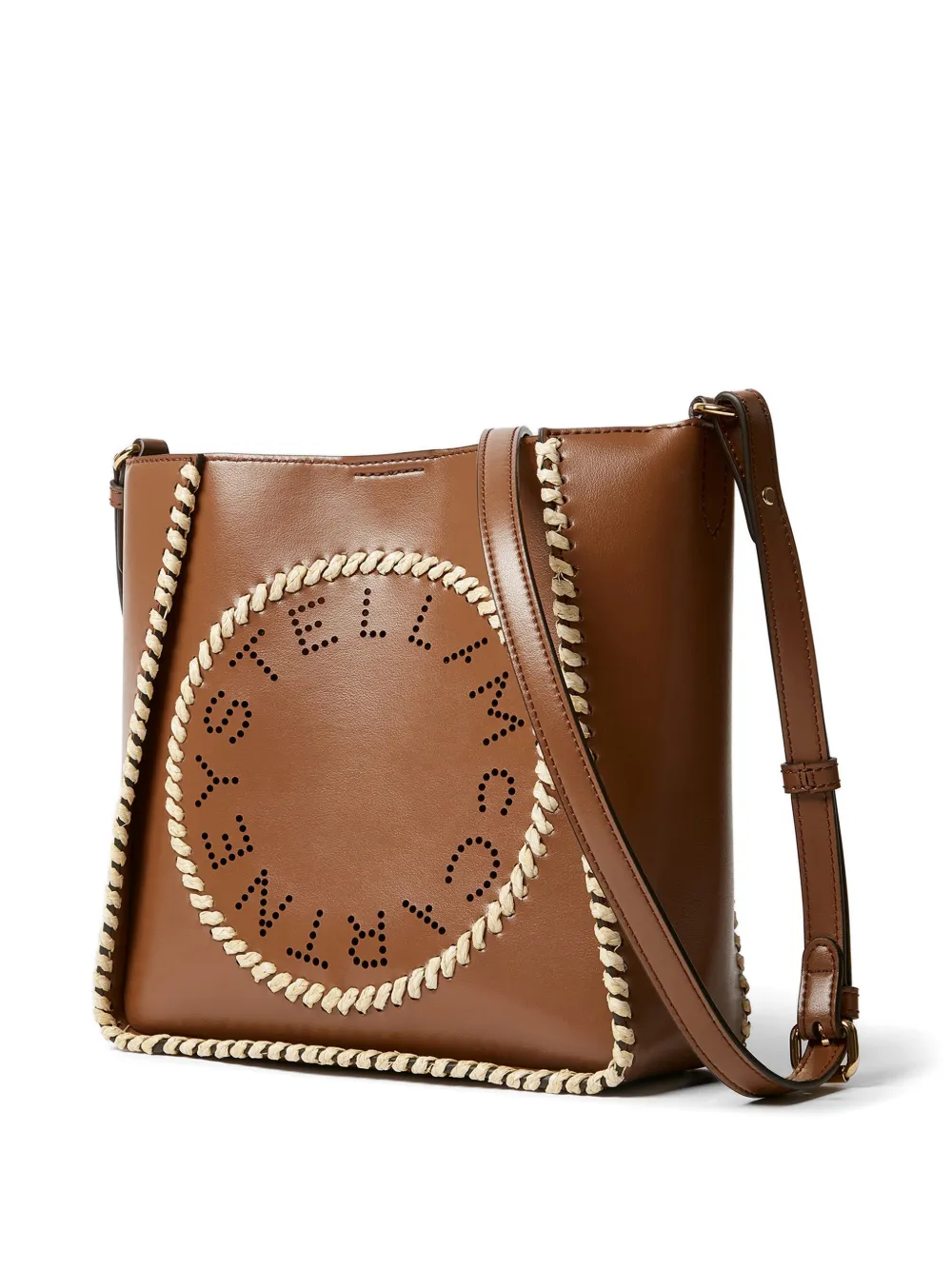 Stella McCartney Uitgesneden schoudertas met logo Bruin