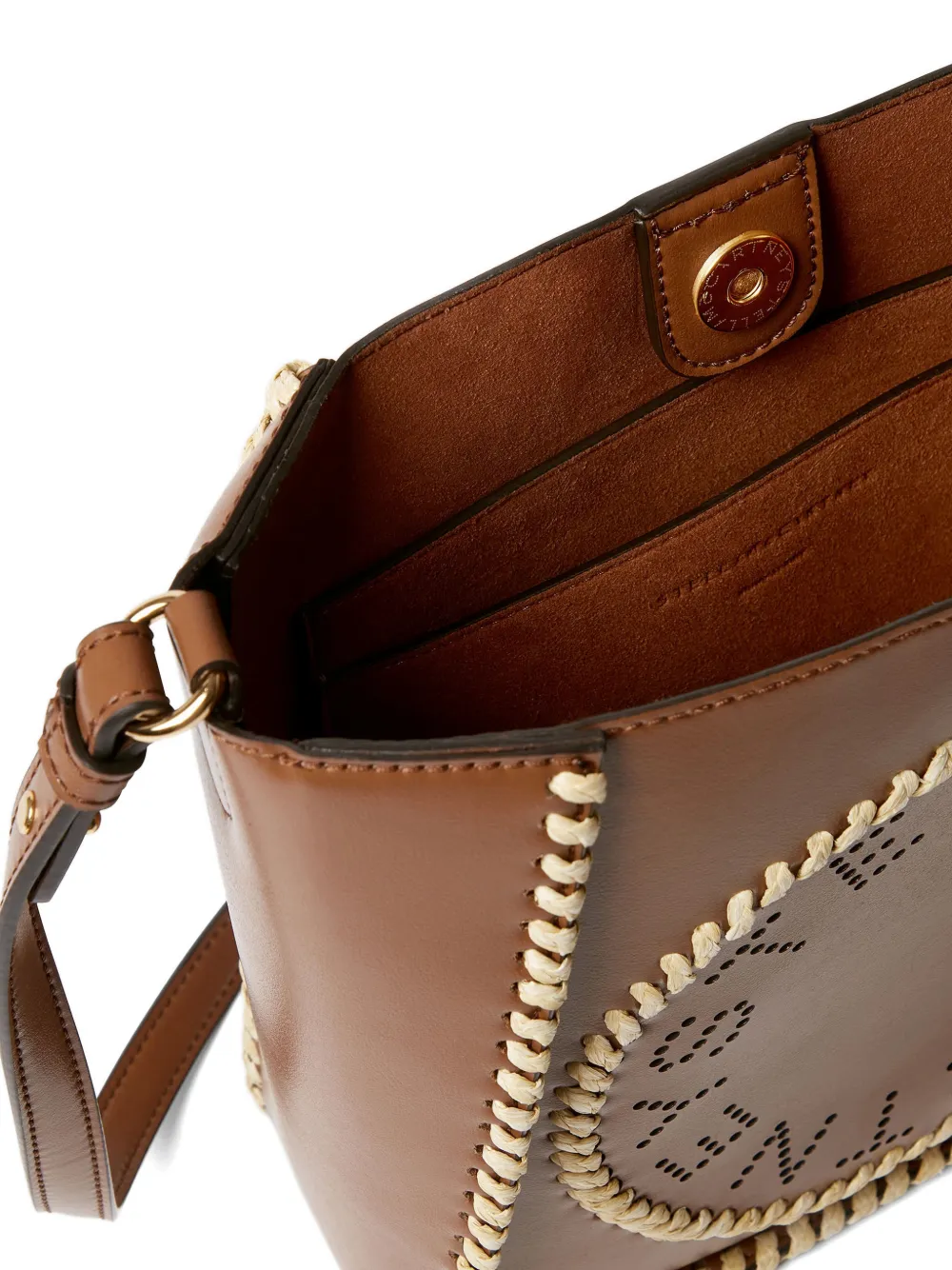 Stella McCartney Uitgesneden schoudertas met logo Bruin