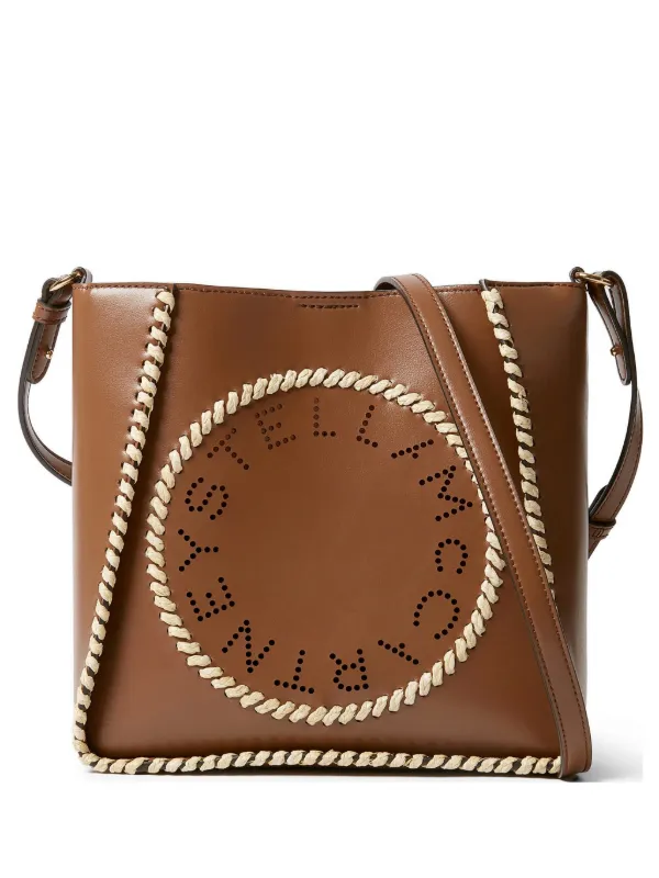 Stella McCartney Raffia Trim Crossbody Bag in Brown