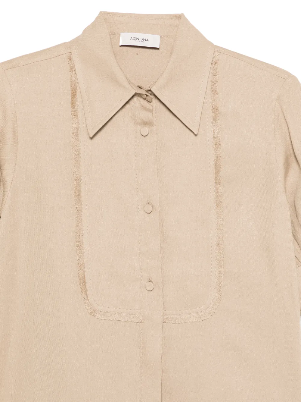  Agnona Buttoned Fringed Shirt - Neutrals 