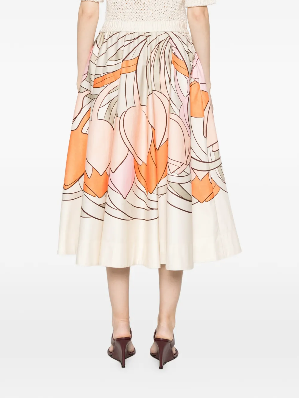 La DoubleJ Balerina midi-rok met bloemenprint Beige