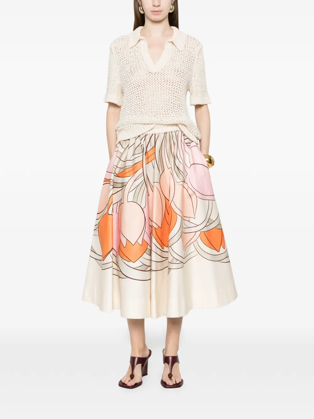  La Doublej Balerina Floral-print Midi Skirt - Neutrals 