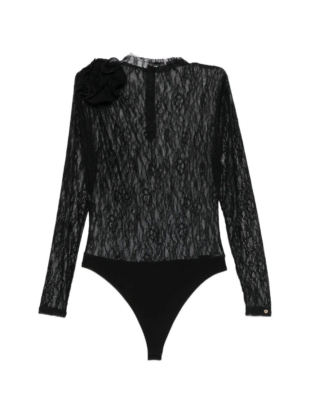 NISSA lace floral-appliqué body - Schwarz