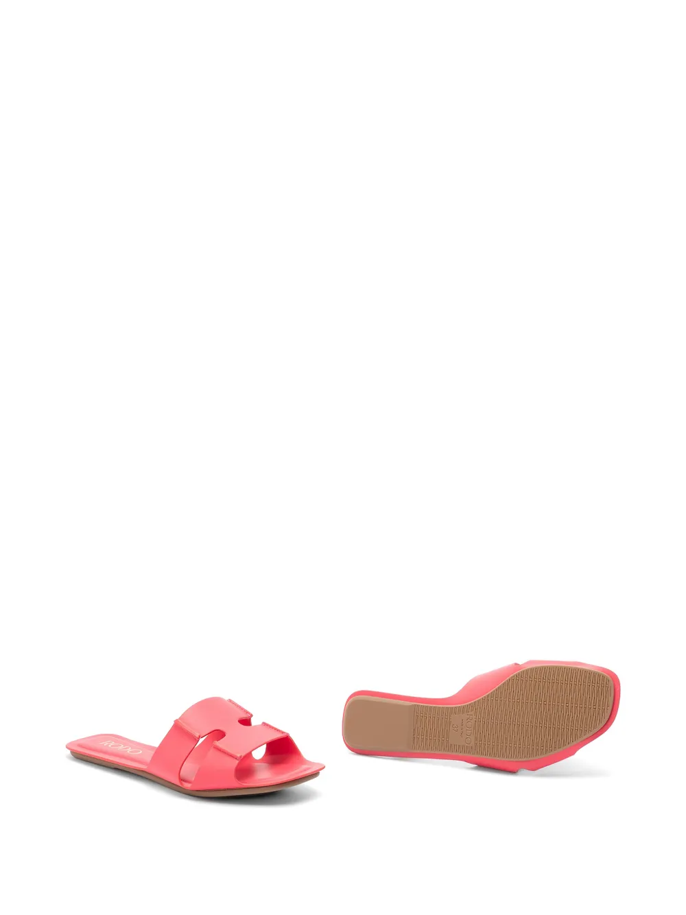 Rodo cut-out leather flat sandals Roze