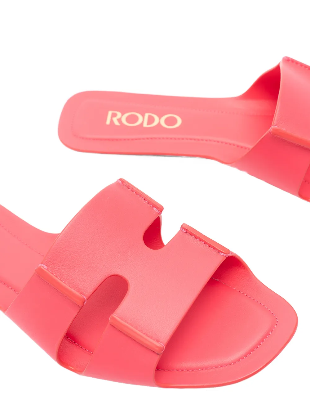 Rodo cut-out leather flat sandals Roze