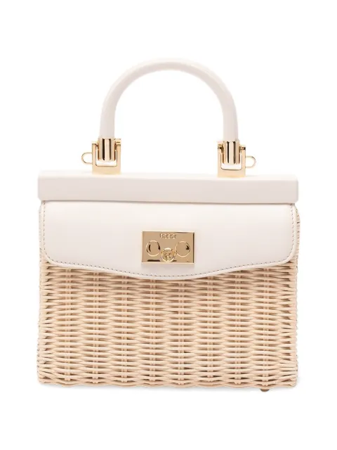 Rodo small wicker top-handle shoulder bag