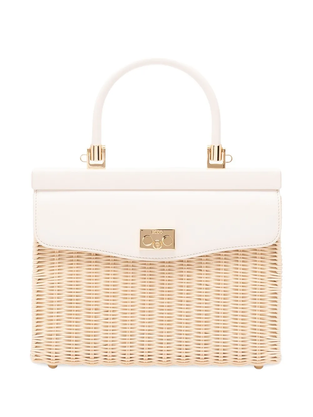 Rodo medium wicker top handle shoulder bag - Toni neutri