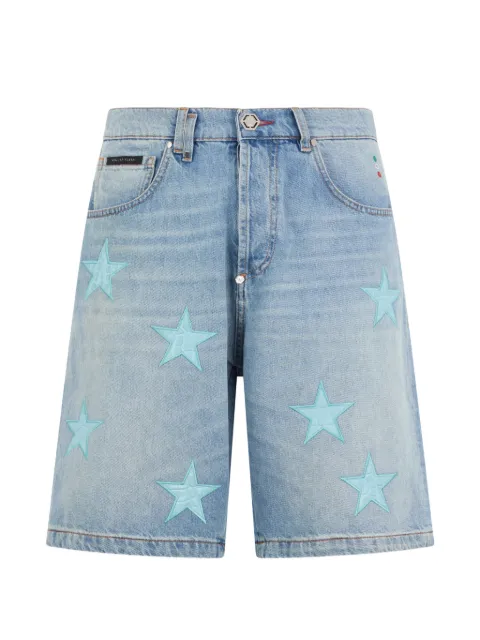 Philipp Plein shorts de mezclilla con parche de estrella