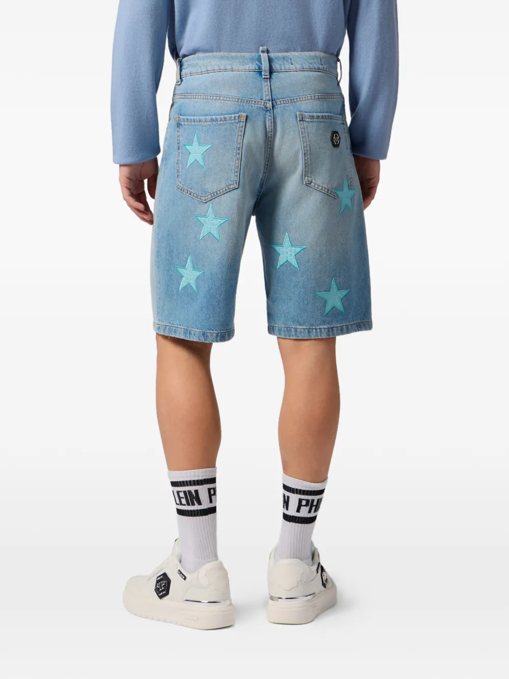 Philipp Plein Denim shorts Cocco Stars Blauw