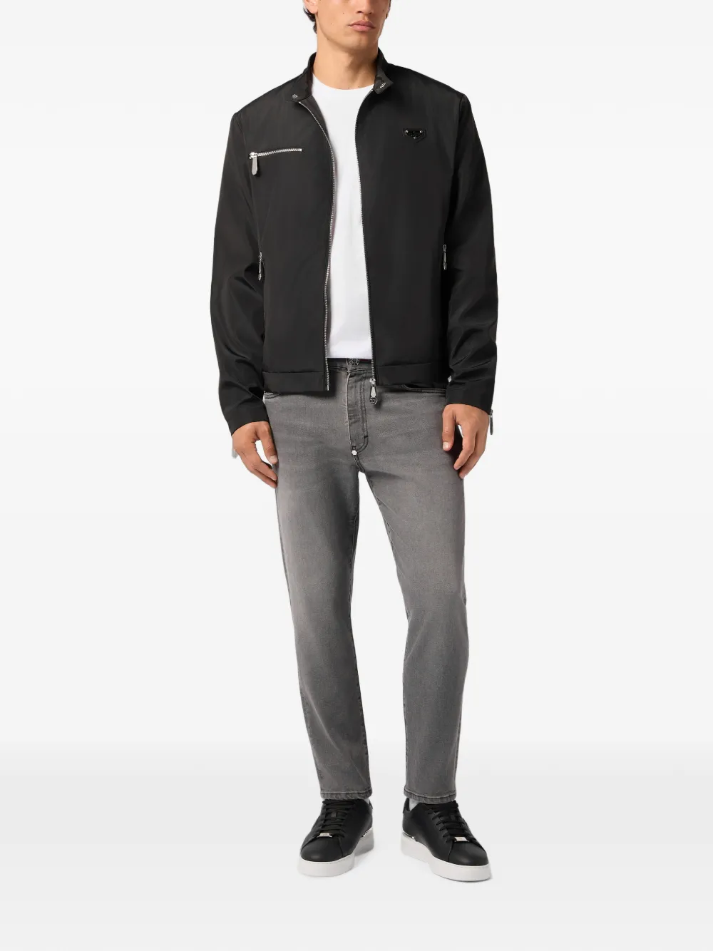 Philipp Plein Nylon motorjack Zwart