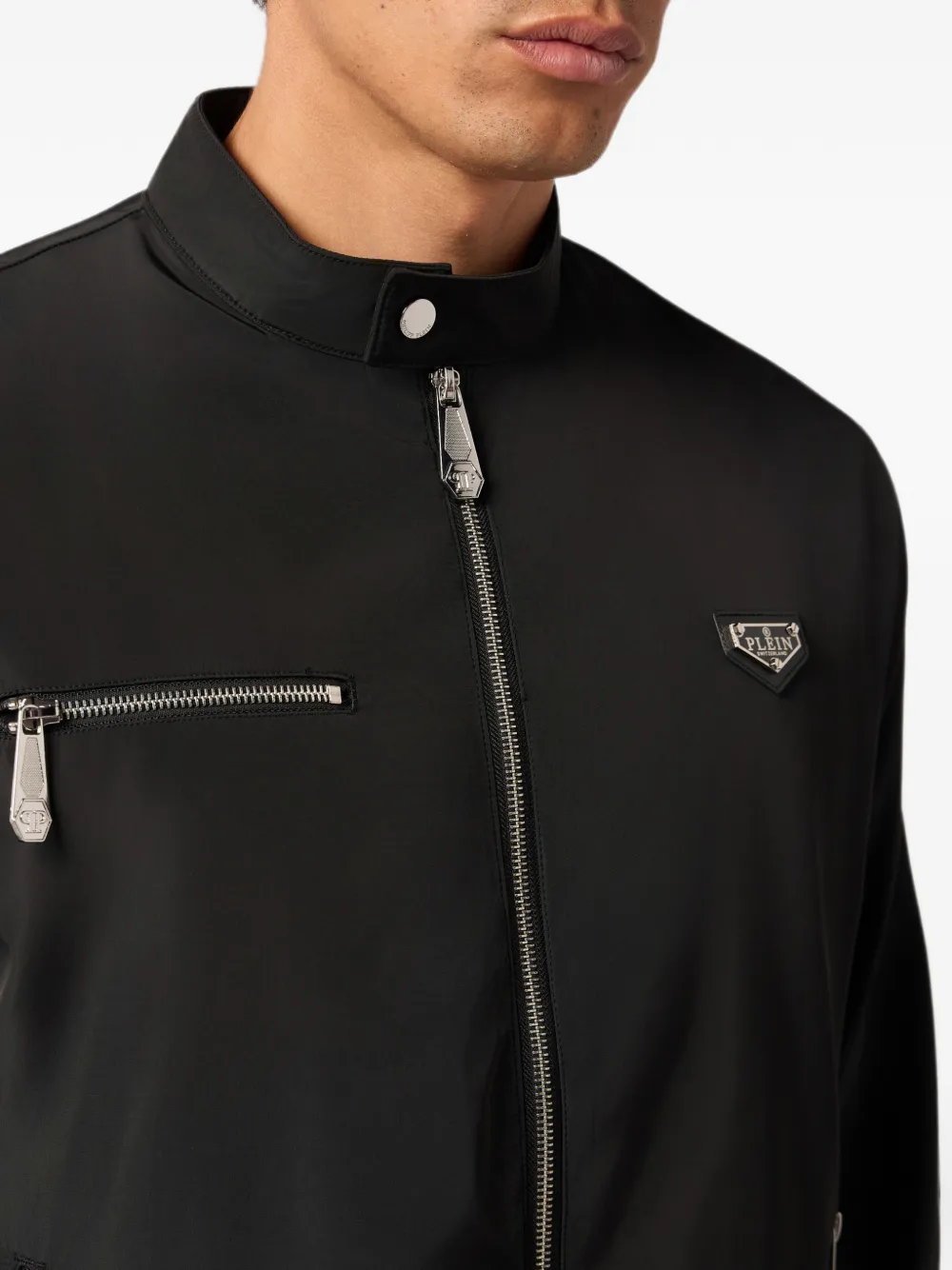 Philipp Plein Nylon motorjack Zwart