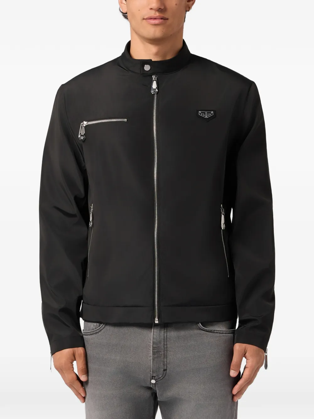 Philipp Plein Nylon motorjack Zwart