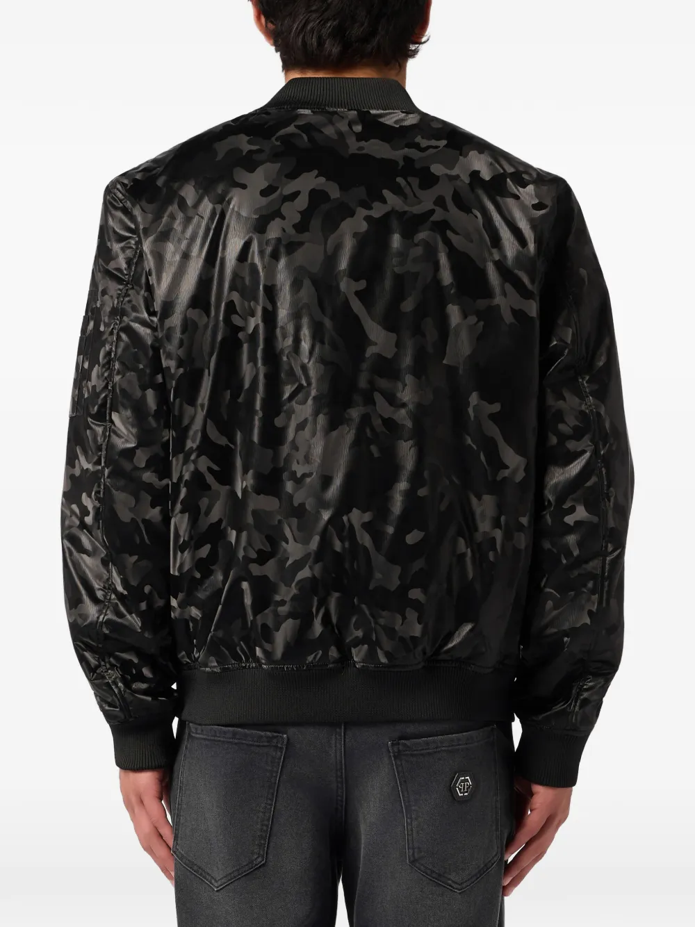 Philipp Plein Bomberjack met camouflageprint Zwart