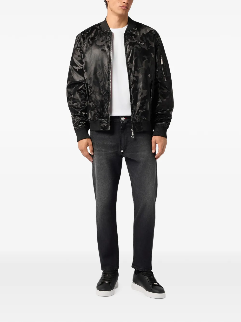 Philipp Plein Bomberjack met camouflageprint Zwart