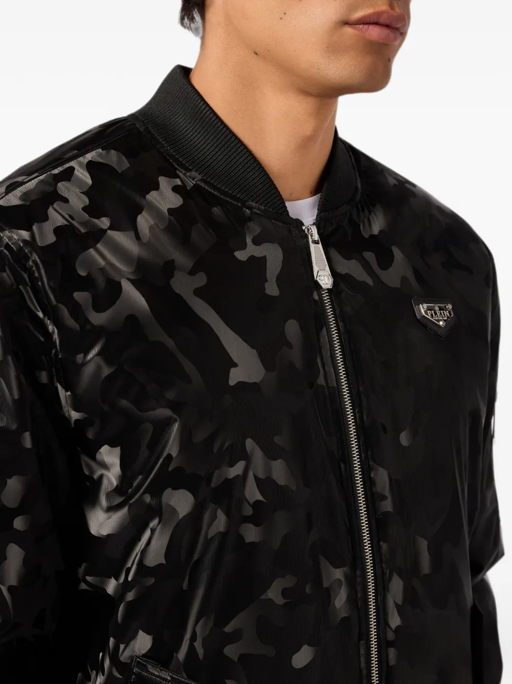 Philipp Plein Bomberjack met camouflageprint Zwart