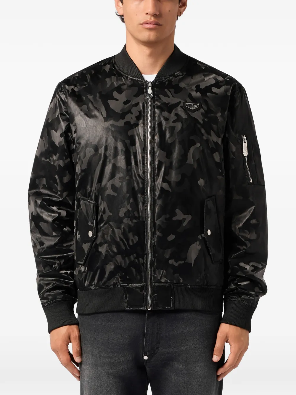 Philipp Plein Bomberjack met camouflageprint Zwart