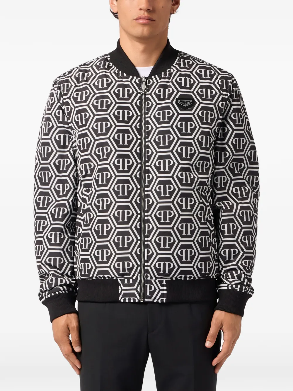 Philipp Plein Bomberjack met monogram Zwart