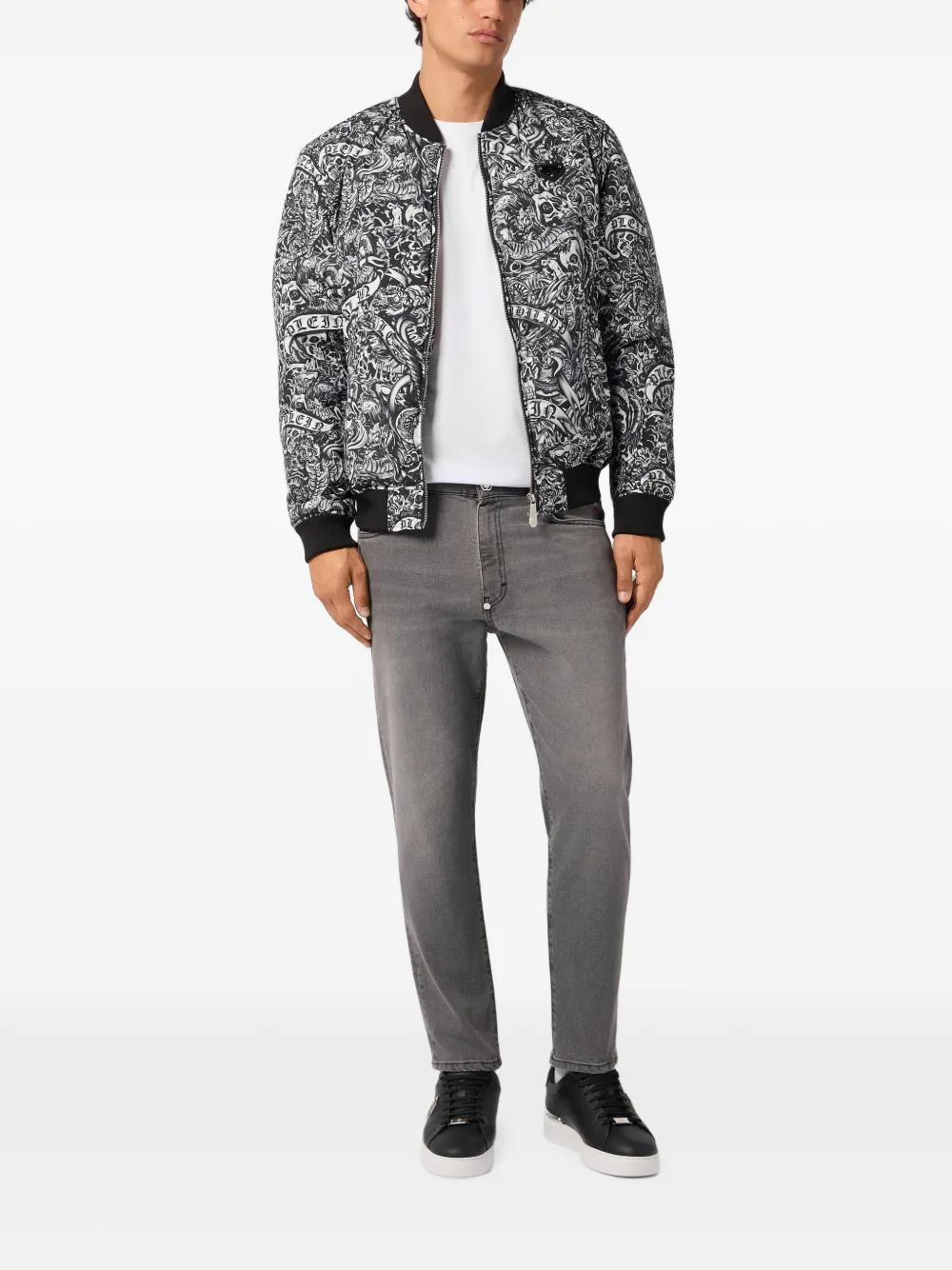 Philipp Plein Nylon bomber all-over tattoo jack Zwart