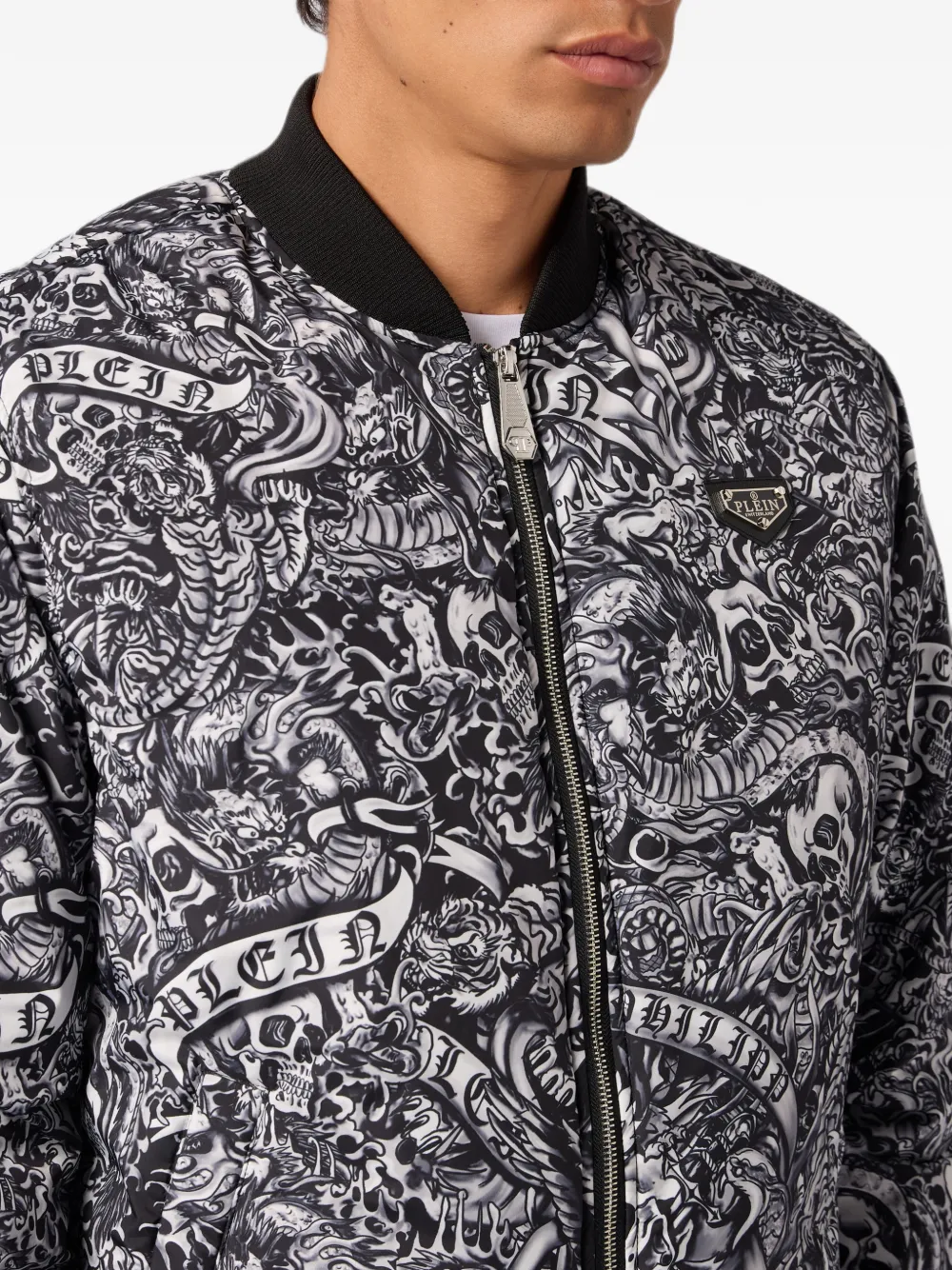 Philipp Plein Nylon bomber all-over tattoo jack Zwart