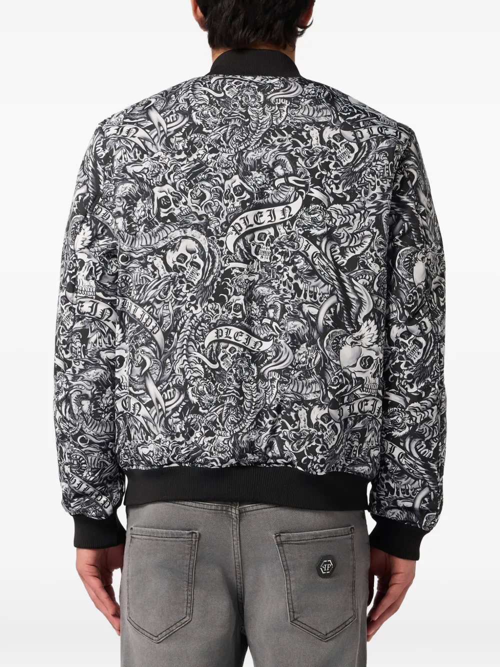 Philipp Plein Nylon bomber all-over tattoo jack Zwart