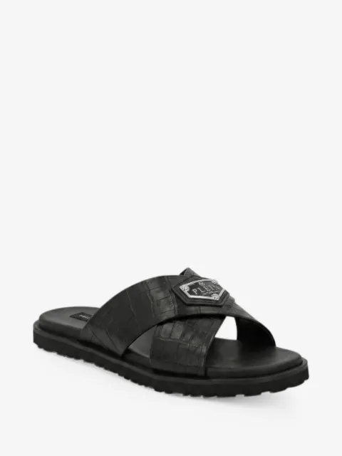 Philipp Plein leather slippers criss-cross cocco