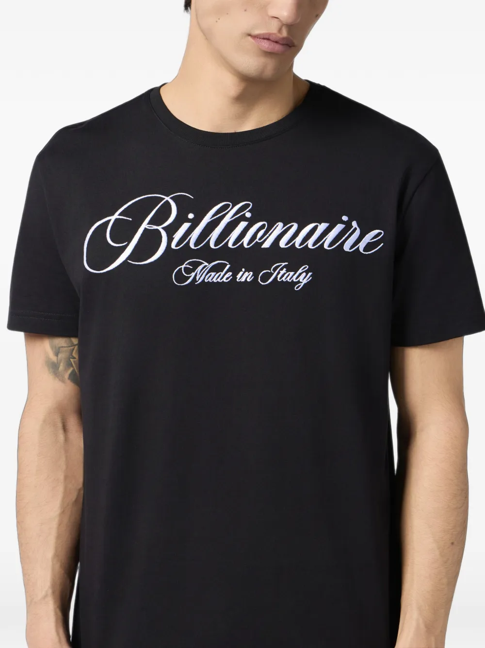 Billionaire Signature T-shirt met ronde hals Zwart