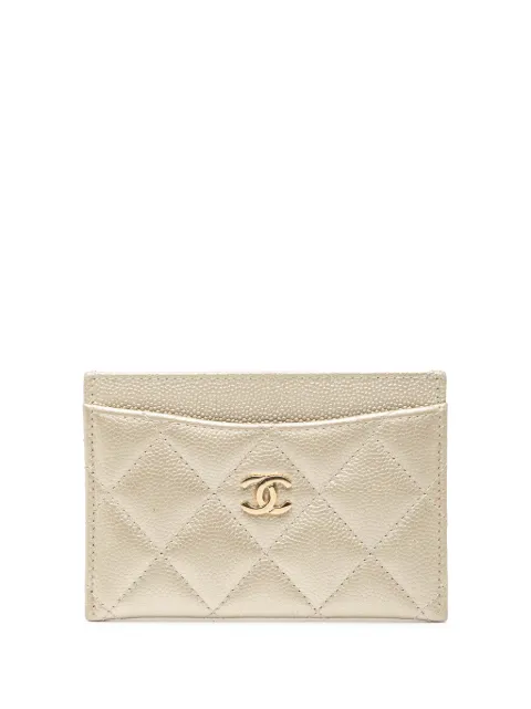 CHANEL Pre-Owned tarjetero de piel caviar capitonada con logo CC 2016-2017