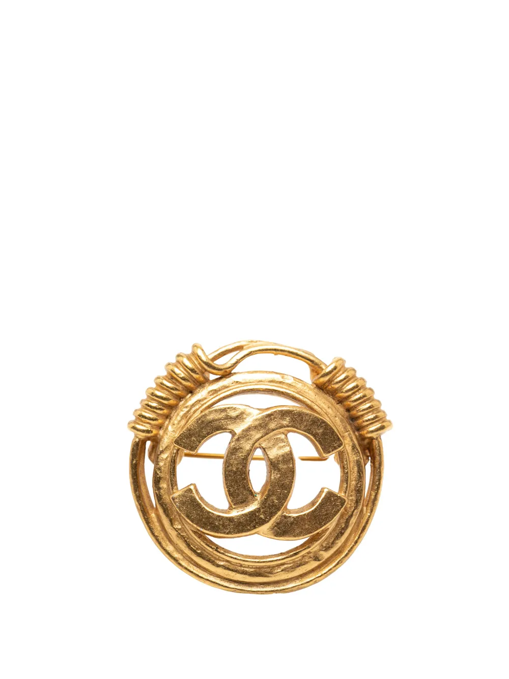 CHANEL Pre-Owned 1994 CC Gold Plated Spring Round Brooch costume brooch - Oro