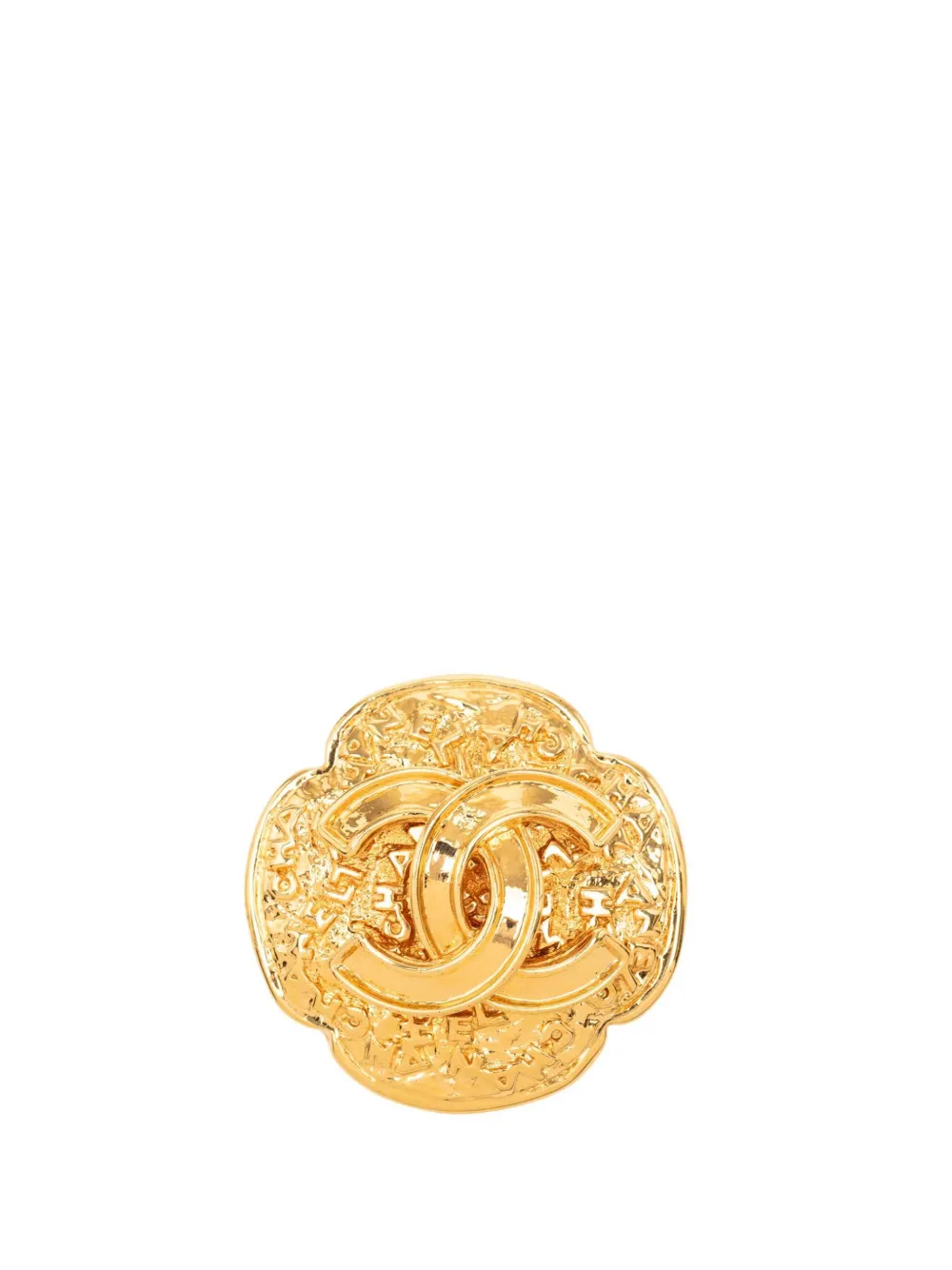 CHANEL Pre-Owned 1995 Gold Plated CC Clover Brooch costume brooch - Oro