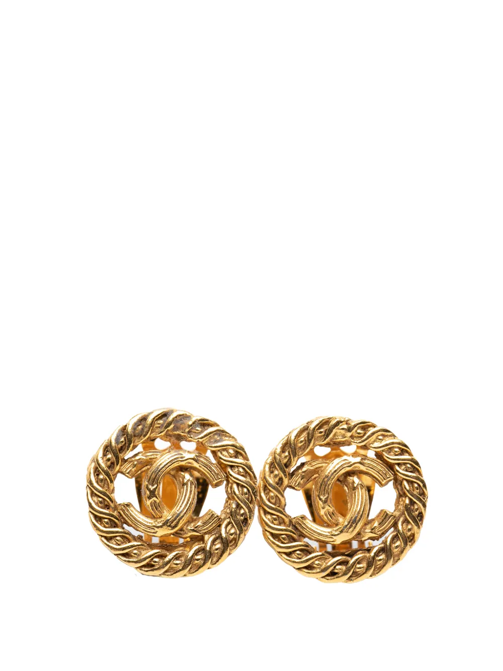 CHANEL Pre-Owned 1990-2010 Gold Plated CC Round Clip On Earrings costume earrings - Oro