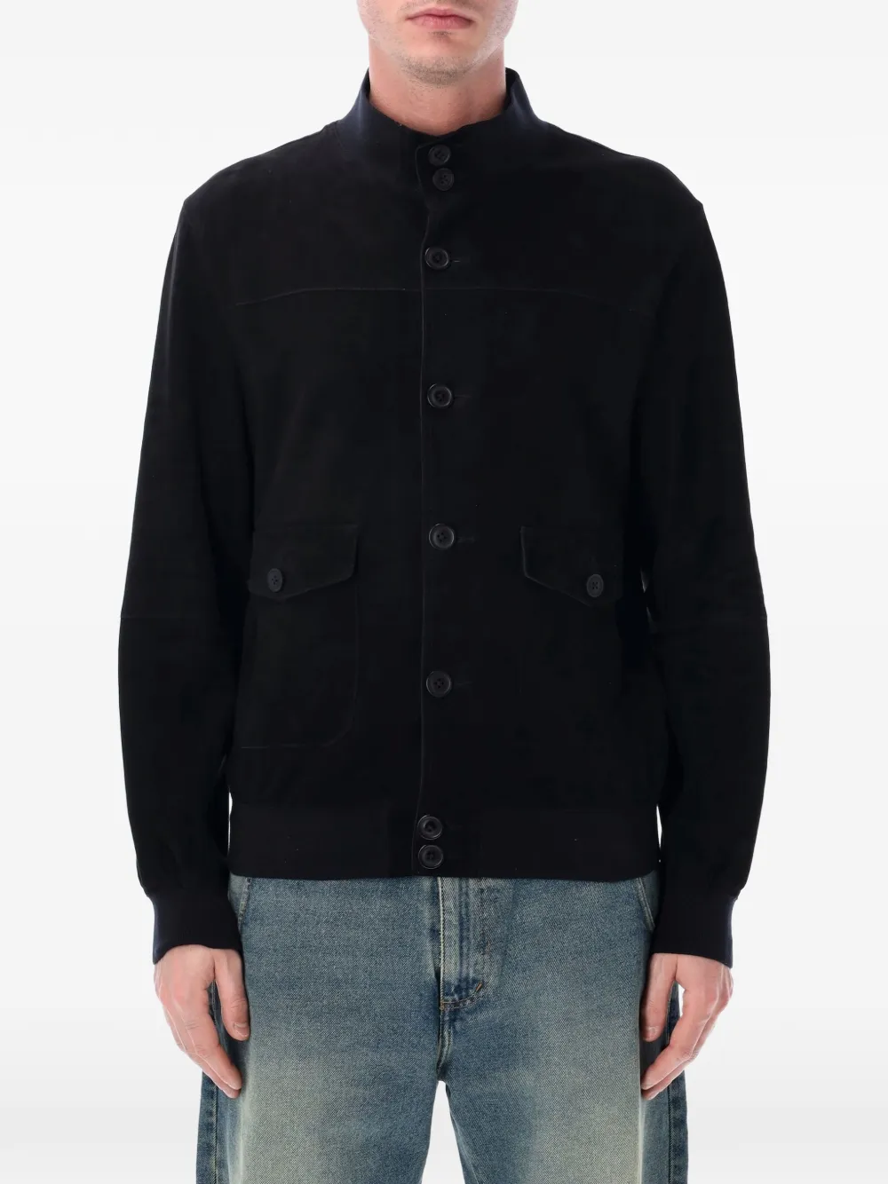 Sword 6.6.44 Button Pocket Biker Jacket In Black