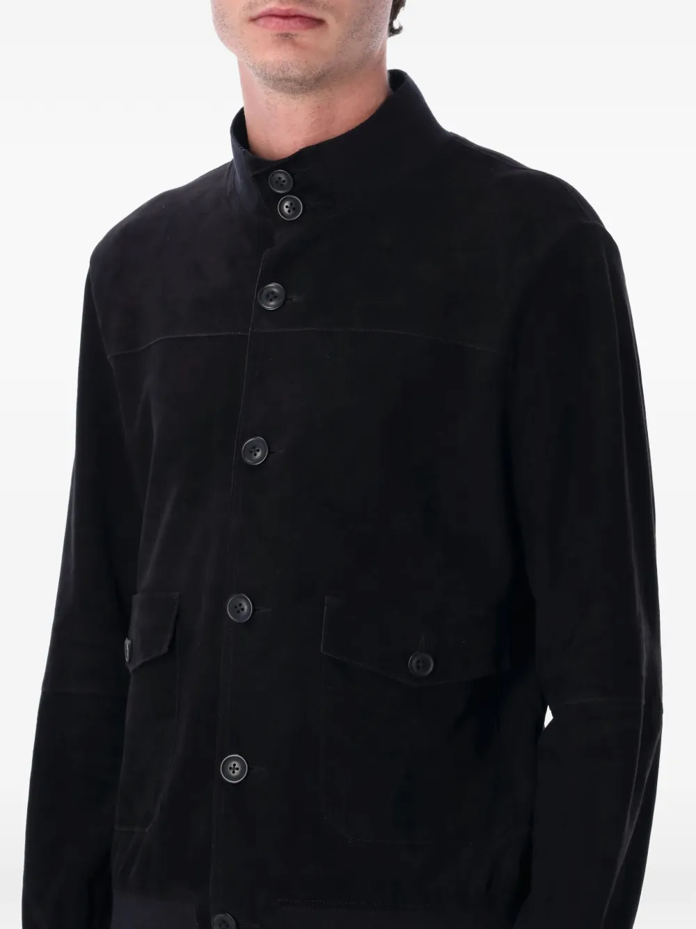  Sword Button Pocket Biker Jacket - Black 