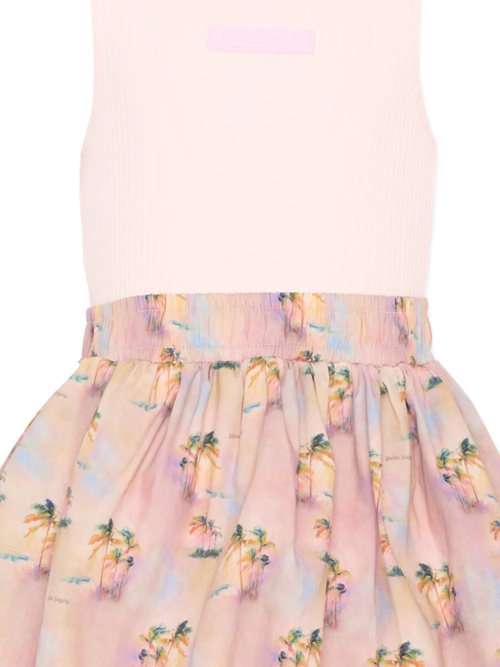 Palm Angels Kids Mouwloze jurk met print Roze